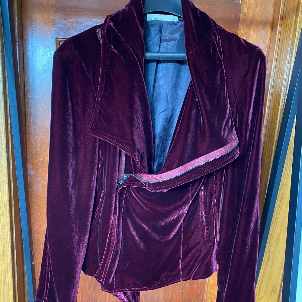 Womens Dark Red Velvet Jacket by 27 Miles - Sz M